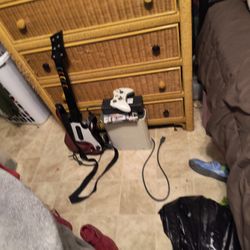 Xbox 360 (With Games And Guitar Wifi Adapter And Controller) $195 