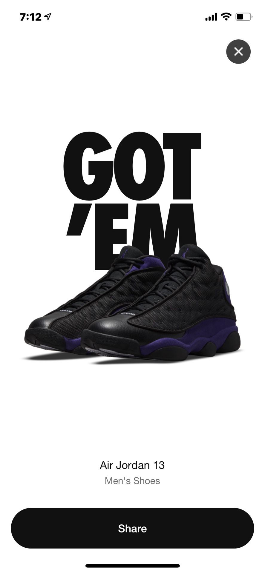 Court purple Jordan 13 Size 10.5