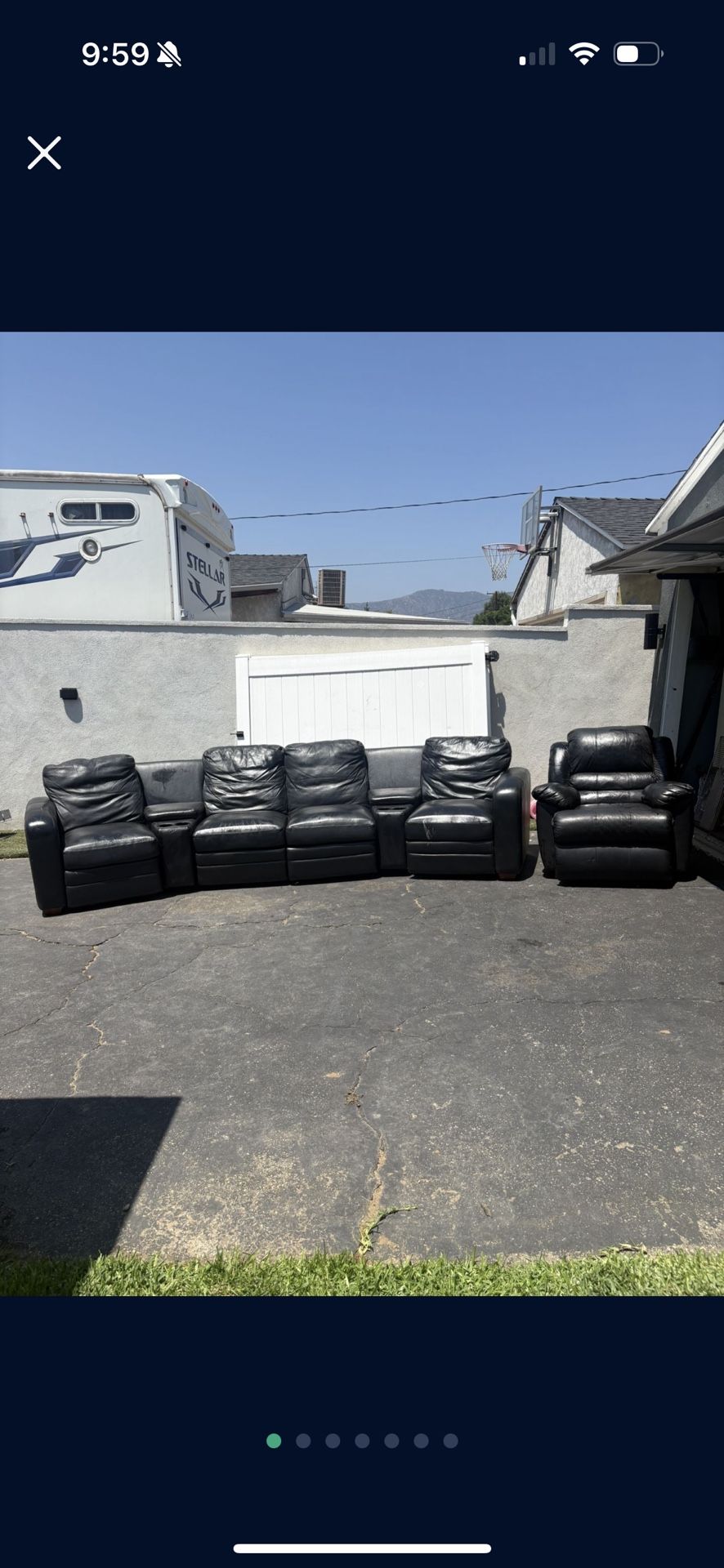 5 seats Leather Couch Set All Recliners