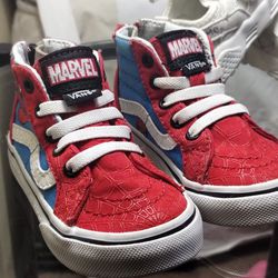 Boys Marvel Vans Sneakers/ Basic White Tennis Shoes