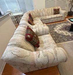 Used fabric sofa and chair