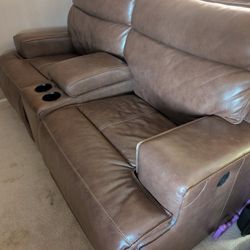 Leather Couches, Reclining, USB Compatible.