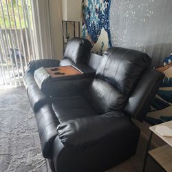 Black Faux Leather Couch