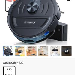 BPMIO Robot Vacuum and Mop Combo, 5500Pa Strong Suction, LiDAR Navigation with Smart Mapping, 120-Minute Runtime, Custom Cleaning Schedule, Compatible