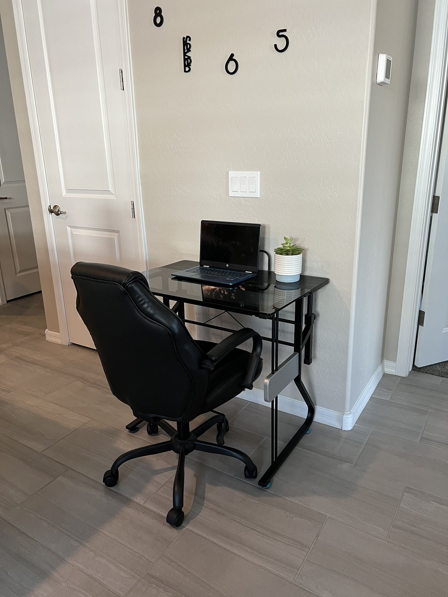 Desk Glass Table + Chair
