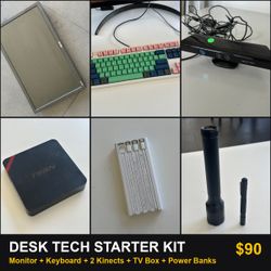 Desk Tech Starter Kit: 21.5" Monitor, Mechanical Keyboard, 2 Kinects, TV Box, Power Banks