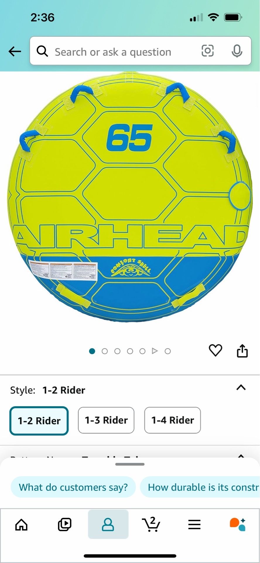Airhead Boat tube and tow rope like new