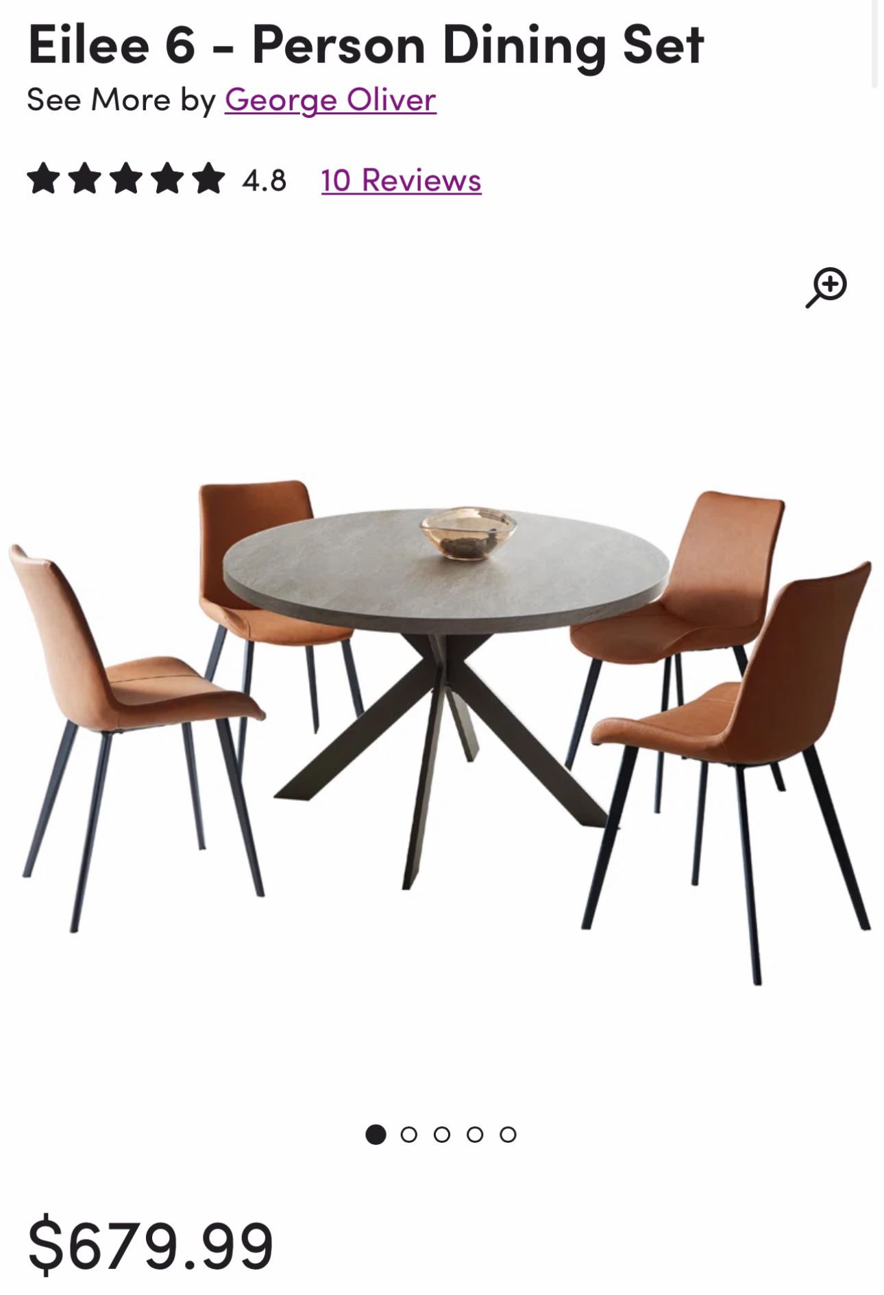 Gray round table with 4 chairs Cognac 