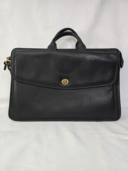 USED Jack Georges Black Leather Briefcase 