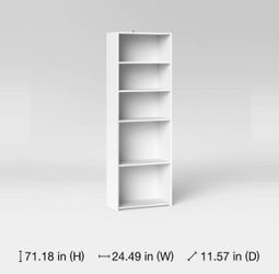 White 5-Shelf Bookcase