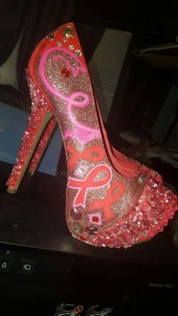 Size 9 Custom Breast Cancer Awareness heels
