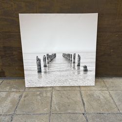 What remains black and white coastal canvas print- wall art
