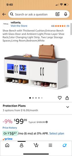Shoe Organizer With Seat And Lighting