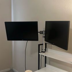 2 AOC Monitors w/ Desk Stand 