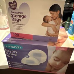 Breast milk Storage Bags And Pads.