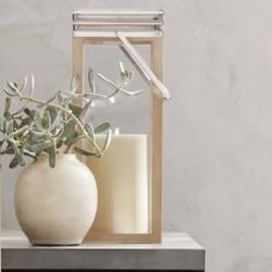 Pottery Barn Rivington Mango Wood Lanterns (2)