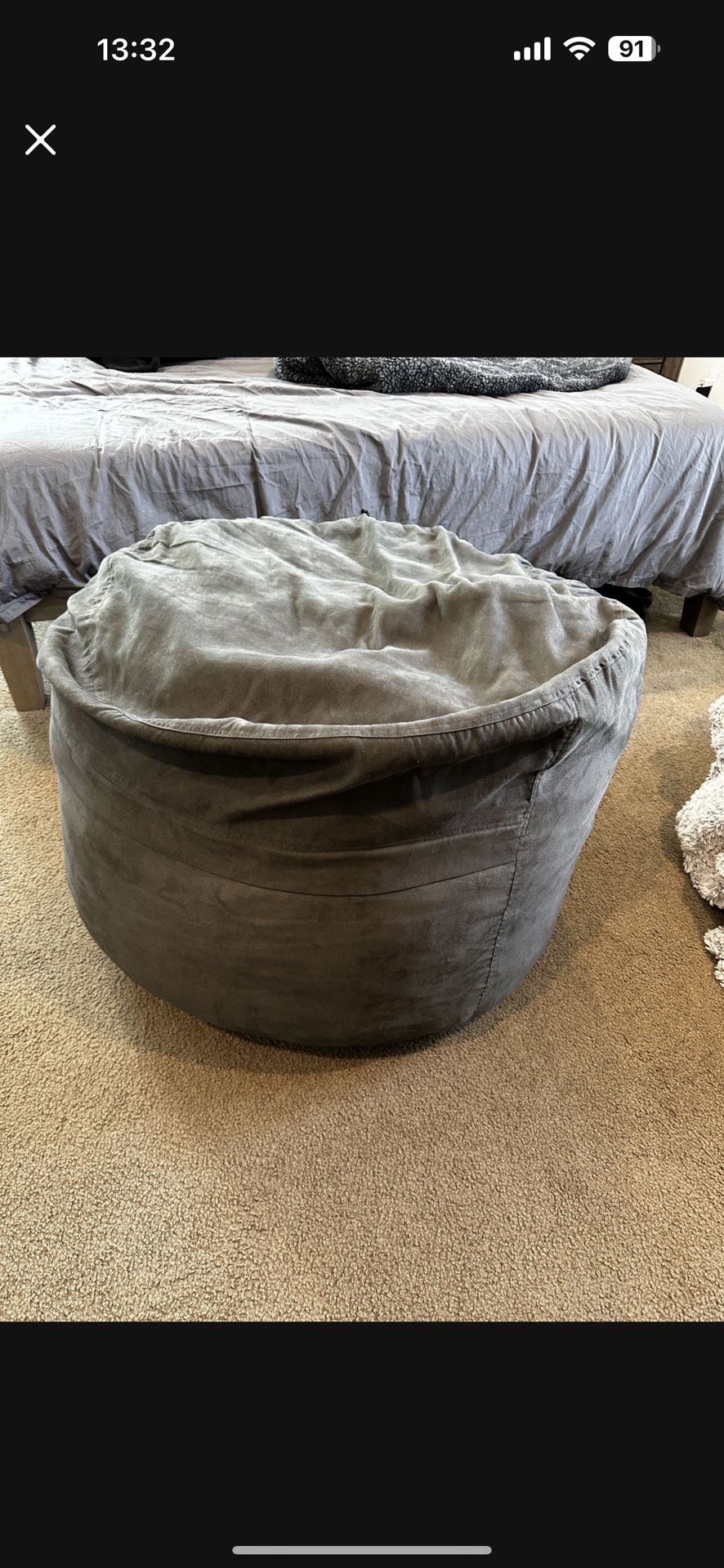 Chill Sack Memory Foam Bean Bag Chair, 3-Feet, Charcoal Micro Suede