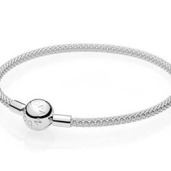 Pandora Moments 925 Sterling Silver Mesh Charm Bracelet 8 Inch