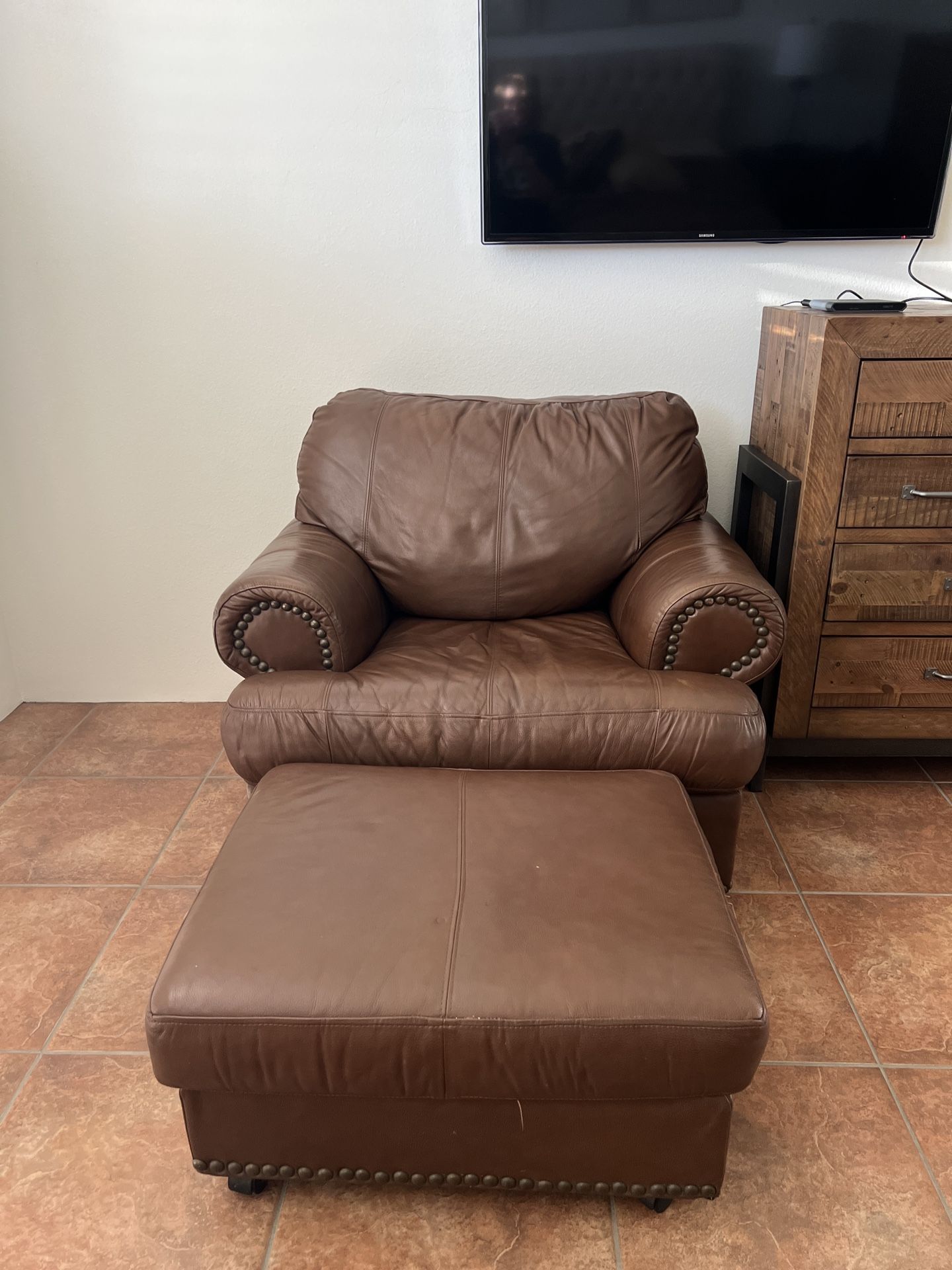 Leather Chair & Ottoman