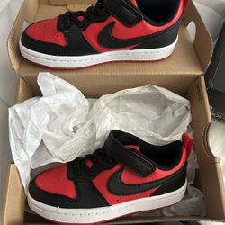 Brand New Little Kid 10.5 Nike Court Borough Low Recraft Red/Black 