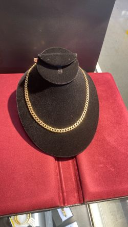 Two Tone Cuban Necklace 14k