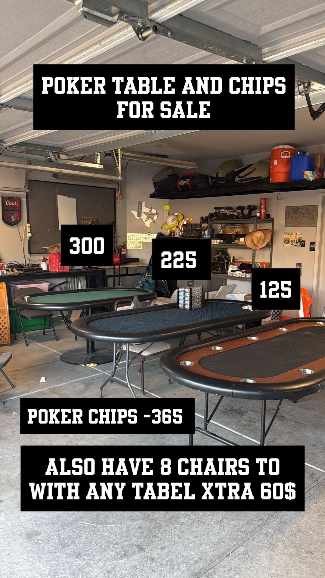 poker table and chips