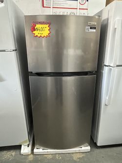 FRIGIDAIRE TOP FREEZER REFRIGERATOR STAINLESS STEEL BRAND NEW OPEN BOX!!! 14’ Cuft Capacity!!! With Factory Warranty!!!!