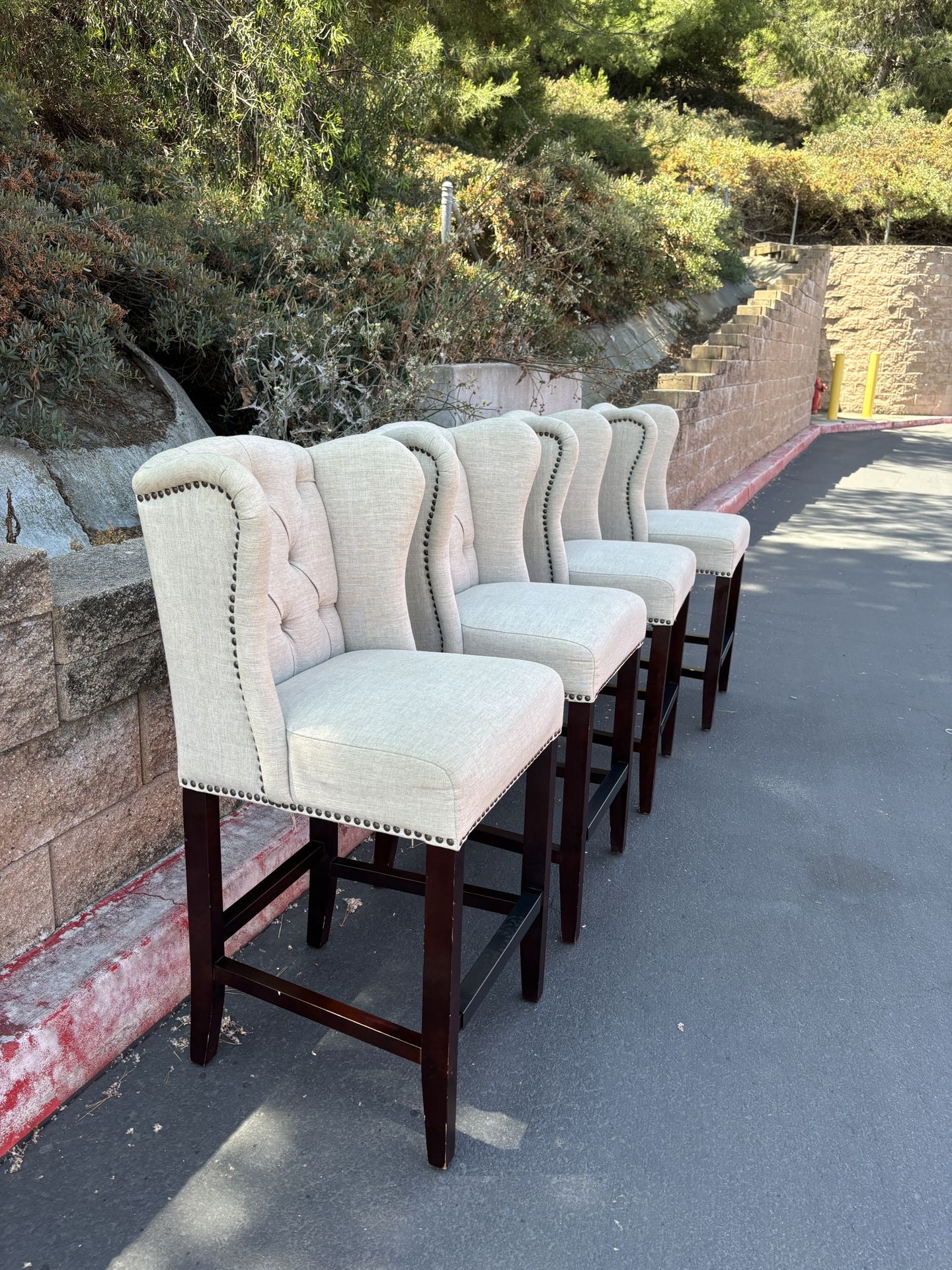 Set of 4 Upholstered Bar Stools