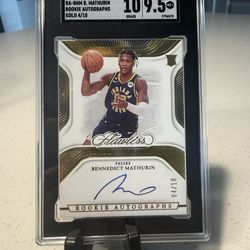 2022-2023 Panini Gold Flawless Benedict Mathurin Rookie Auto /10 plus two bonus cards