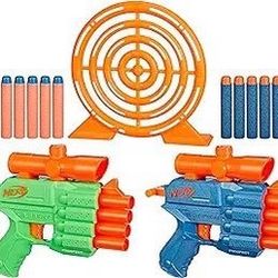 NERF Elite 2.0 Face Off Target Set, Includes 2 Dart Blasters & Target & 12 Elite Darts