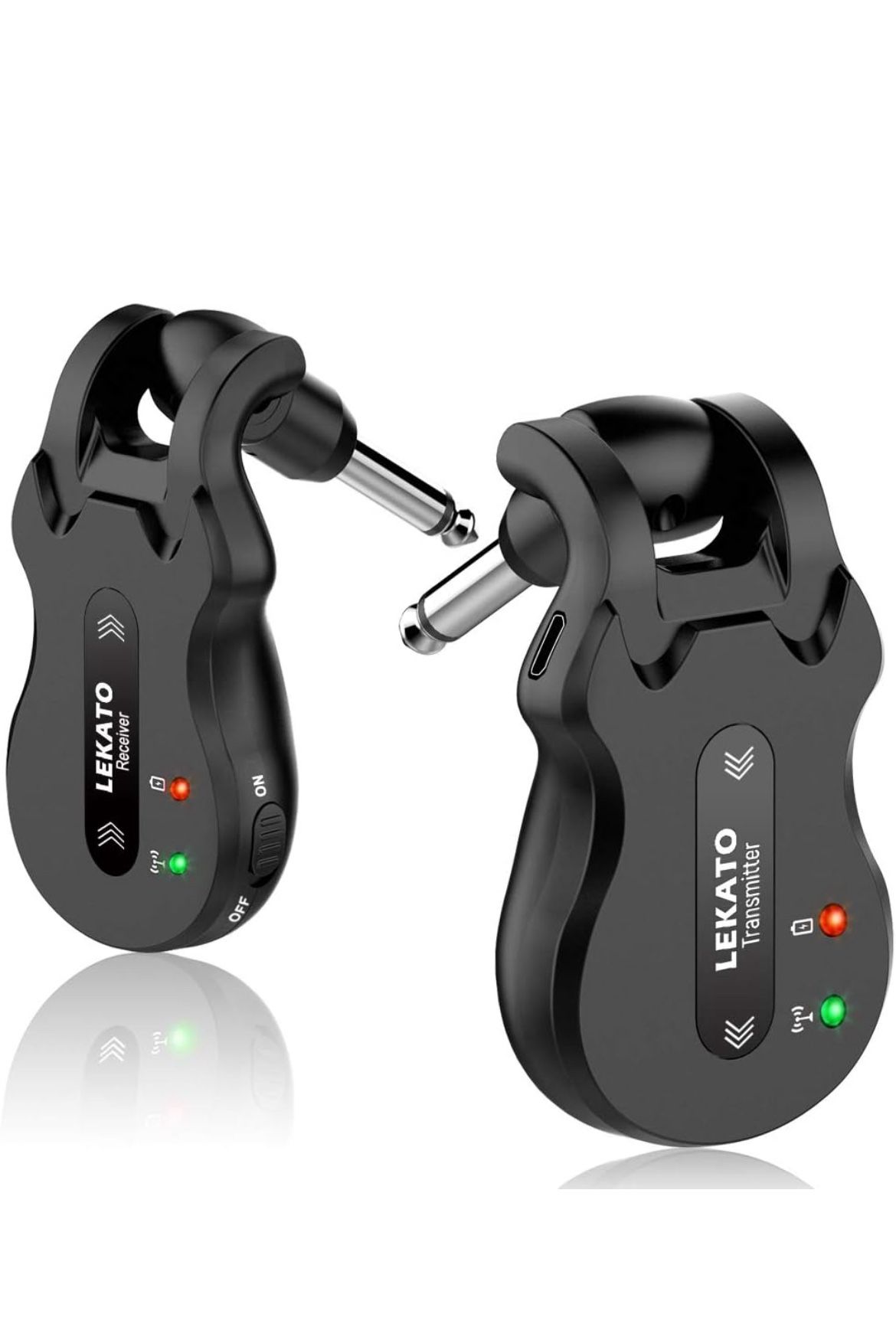 LEKATO Wireless Guitar System 5.8 Wireless Guitar Transmitter Receiver Rechargeable Audio Wireless Transmitter Receiver 4 Channels Transmission Range