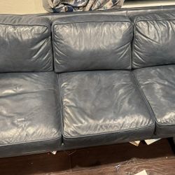 Kardiel Blue Leather Couch 