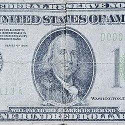 $100.00 Dollar Bill 1934 