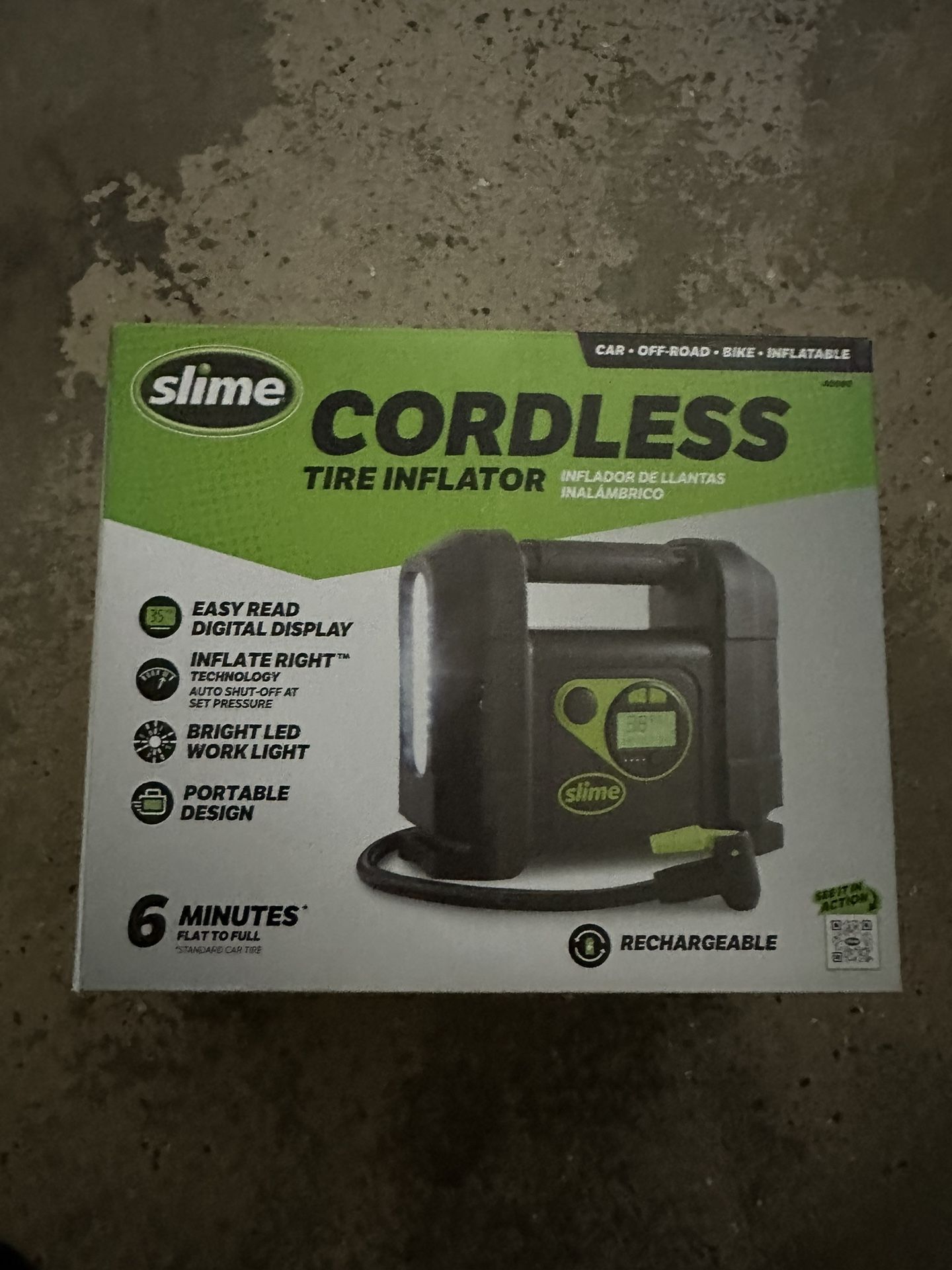 SLIME CORDLESS TIRE INFLATOR 6 Minutes