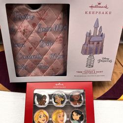 Disney Princess Hallmark Miniature Tree Topper/Skirt & Ornaments