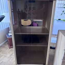 Solid Wood Display Case – Glass Doors – On Wheels