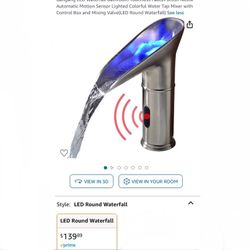 Waterfall Touchless Faucet, Motion Sensor With Led