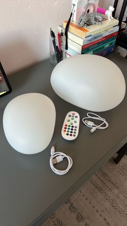 RGB LED Pebble Mood Speaker Lights Set of 2
