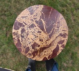 CB2 Jaxx Marble Side Table – Rosso Levanto Red/Burgundy – Excellent Condition