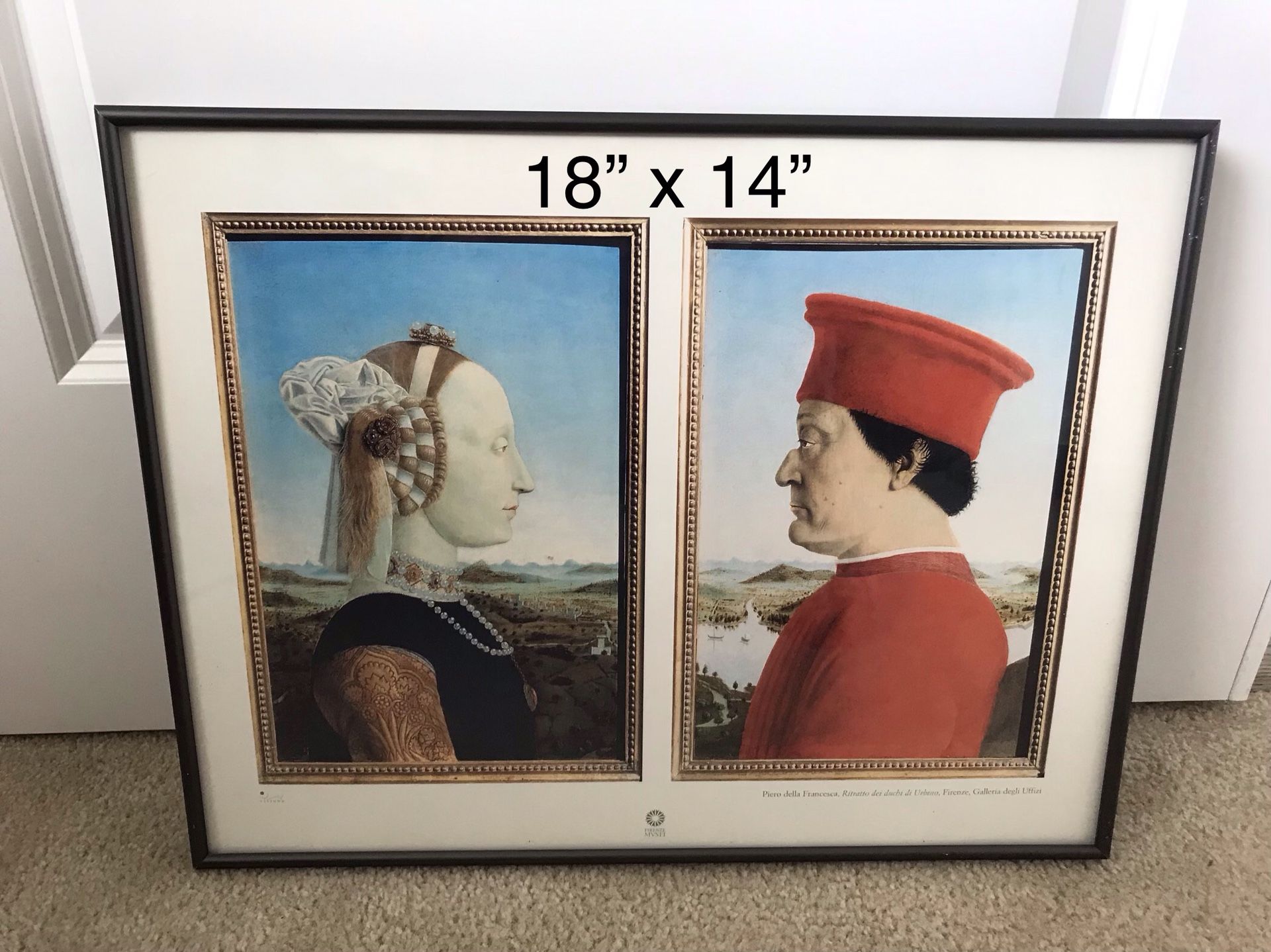 Double portrait of the Dukes & Duchess of Urbino framed poster/print