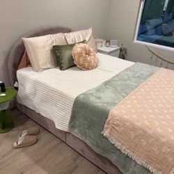 Full Size Bed-frame with storage, FREE mattress if wanted 