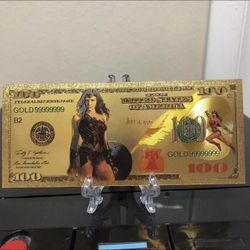 Gold foil plated Wonder Woman banknote