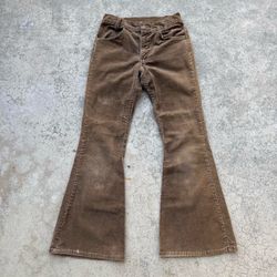 True Vintage 70’s Distressed Levi’s 746 Corduroy Bell Bottoms Corduroy Brown Pants Womens Sz 25x28