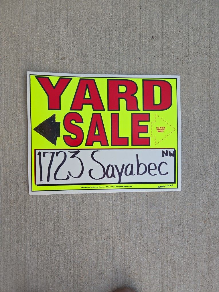 YARD SALE SATURDAY  1723 Sayabec St NW