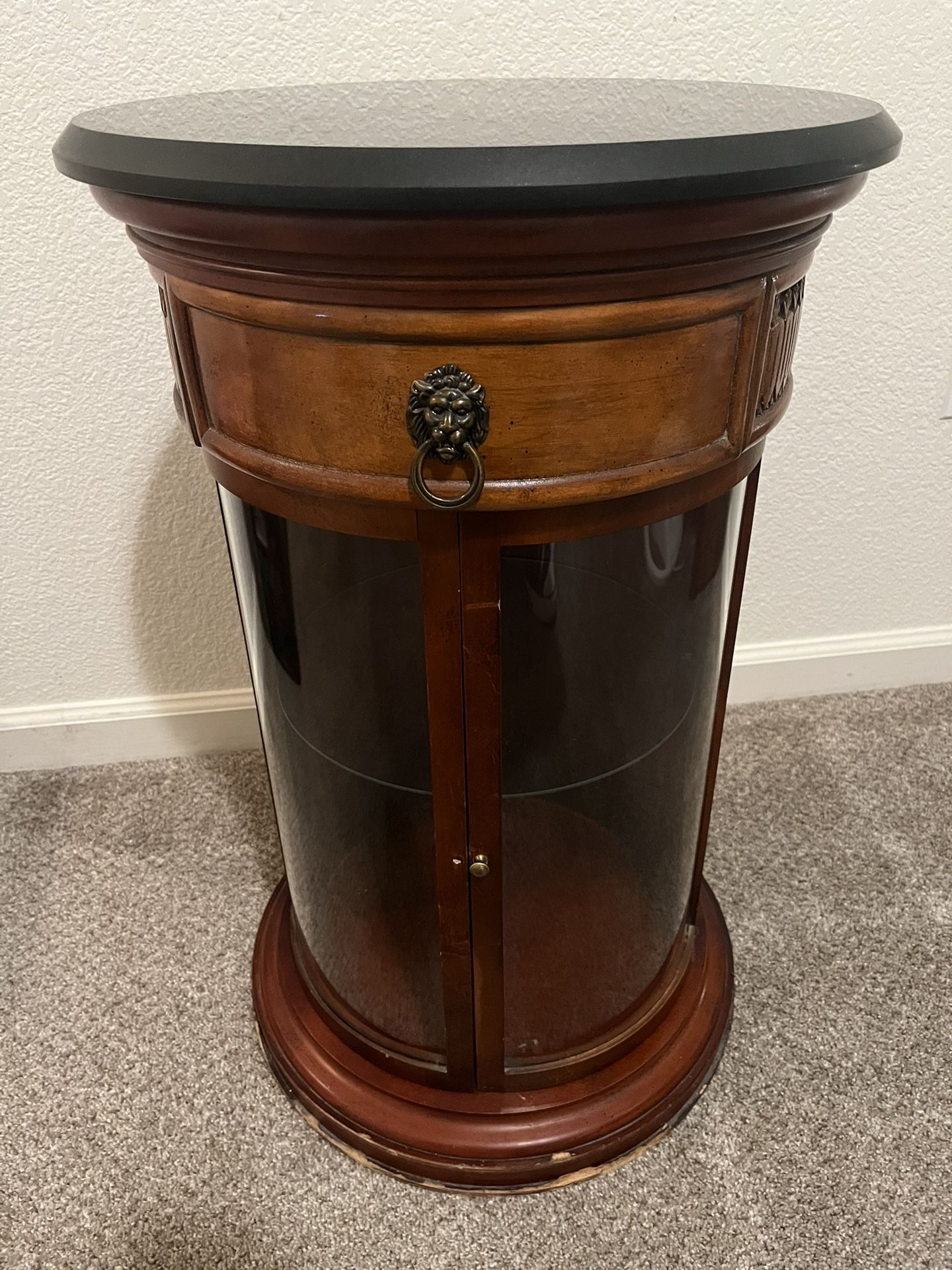 Unique Small Wood/Glass Corner Display Cabinet (28x17)
