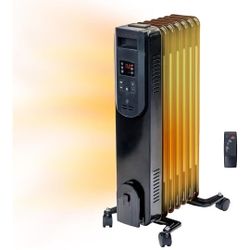 Digital Oil-Filled Radiator Heater – Portable Electric Space Heater with Remote, 12H Timer & 360° Sw