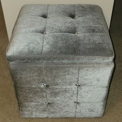 Silver Storage Ottoman