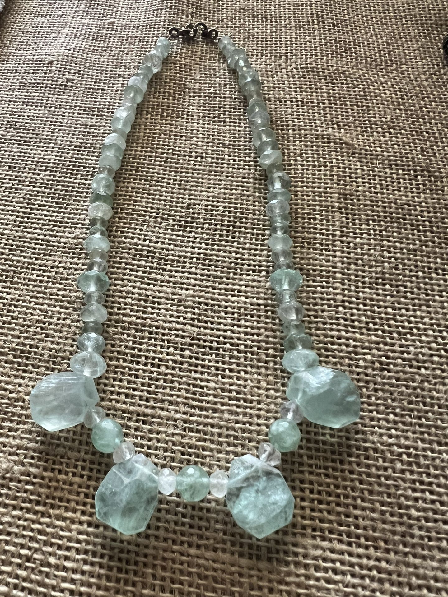 Faceted Aquamarine 4 Pendant Drop 16" Necklace
