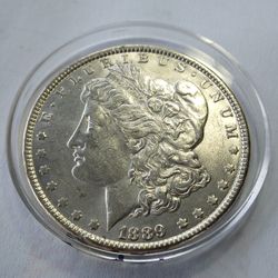 1889 AU MORGAN PINGCOIN TESTED 