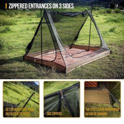  OneTigris 2 Person Mesh Tent, 3 Openings Screen Shelter with Waterproof Bathtub Floor for Outdoors Camping Lightweight Backpacking Thru-Hiking Travel